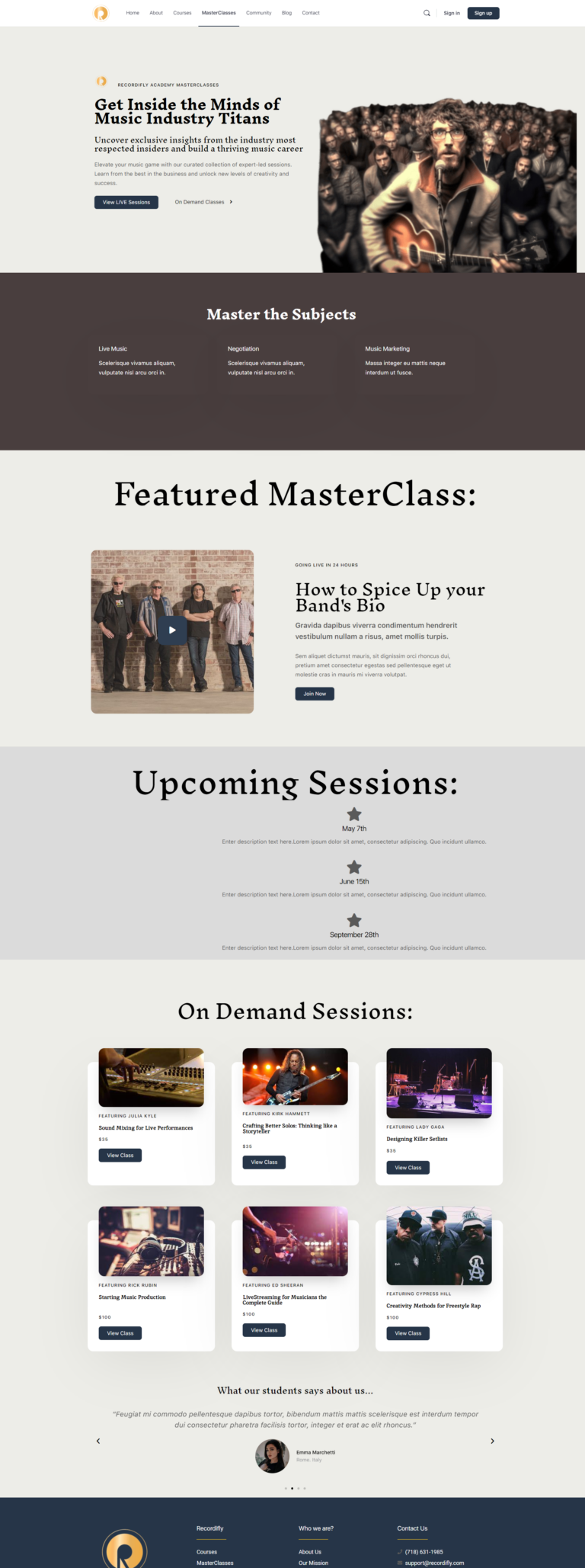 MasterClass Screen