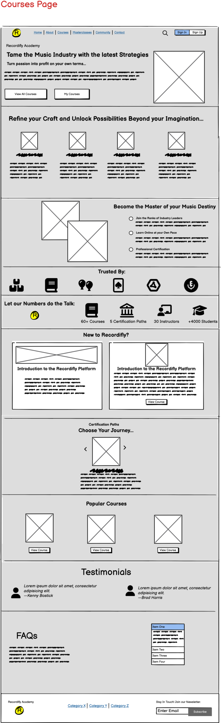 Courses Page